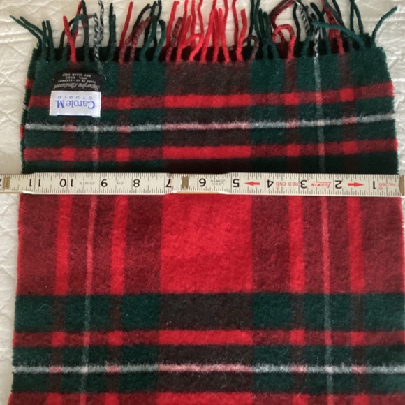 Carole M. Studio burgundy red, dk green plaid 100% lambs wool  Made W Germany - Picture 4 of 7